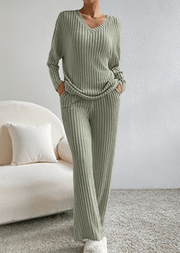 CLARA - RELAXEDES RIPPENSTRICK-SET – Olivgrün