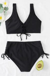 Élisa - Einfarbiger Badeanzug Bikini – Schwarz