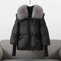 HANNAH | Luxuriöse Winterjacke mit Pelzkragen – Schwarz