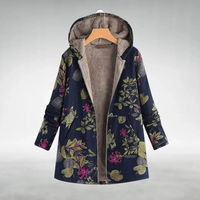 Gemütliche Patchwork-Kapuzenjacke für Frauen – Marine