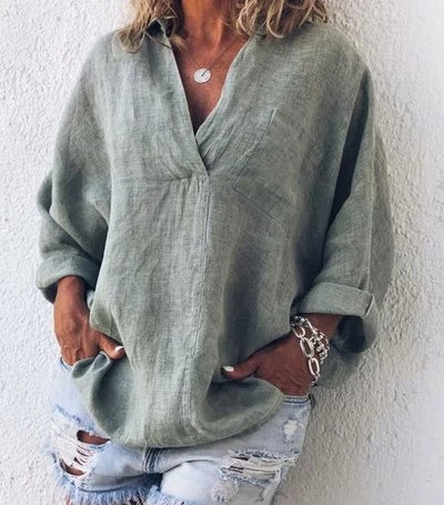 Loretta - Stylische V-Ausschnitt Loose Bluse