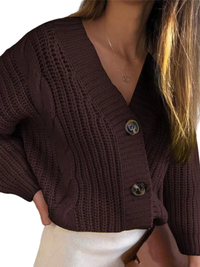 THELMA – DER GROBE STRICKCARDIGAN MIT ZOPFMUSTER & CHARAKTER – Braun