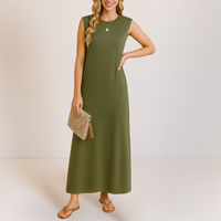 Emma™ | Elegantes langes Anti-Knitter-Kleid – Oliv