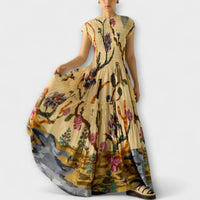 Amanda - Maxikleid mit Faltendruck – Mehrfarbig