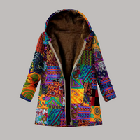 Gemütliche Patchwork-Kapuzenjacke für Frauen – Violett