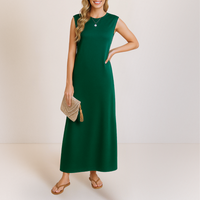 Emma™ | Elegantes langes Anti-Knitter-Kleid – Dunkelgrün