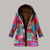 Gemütliche Patchwork-Kapuzenjacke für Frauen – Rosa