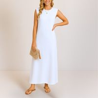 Emma™ | Elegantes langes Anti-Knitter-Kleid – Weiß