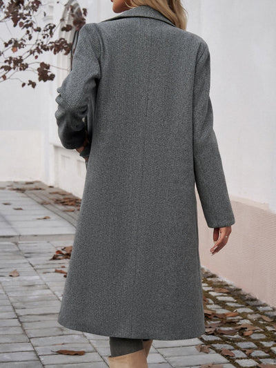 Irelitha | Damen Mantel mit Taschen, Kragen und langen Ärmeln