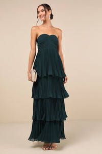 Yana - Elegantes Stufen-Maxi-Kleid – Olivgrün