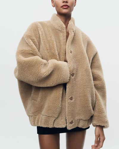 Klevonith | Kuscheliger Teddy-Fleece Mantel für Damen aus Lammfell