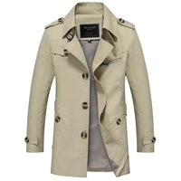 Herren Trenchcoat lang | Zweireihige Front strukturierte Linienführung – Beige
