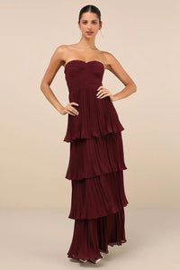 Yana - Elegantes Stufen-Maxi-Kleid – Pflaumenlila