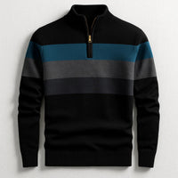 Finn | Herren-Pullover gestreift klassisch & modern – Schwarz