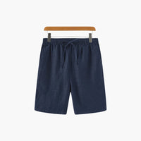 Herren Leinen Shorts mit Kordelzug und Seitentaschen – Blau