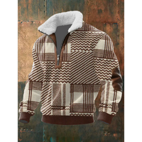 Ibrahima – Fleece Rollkragen Pullover Mit Reißverschluss – Braun-Weiß
