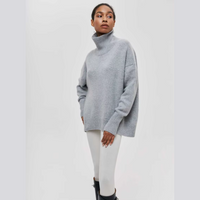 Kurzarm-Rollkragenpullover – Kühne Eleganz mit modernem Flair – Grau