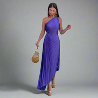 Drosmara | Elegantes Midi-Kleid mit Off-Shoulder-Design – Lila
