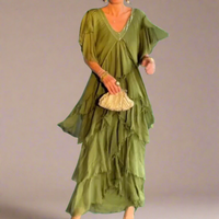 Maresilda | Elegantes Maxi-Kleid mit V-Ausschnitt – Grün