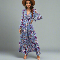 Winelisa | Elegantes Kleid mit Langen Ärmeln – Blau
