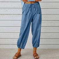 Nora | Weite Damenhose aus Baumwoll-Leinen-Mix – Blauer Himmel