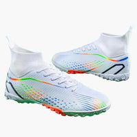 Herren-Fußball schuhe mit Schnürverschluss und Knöchelkragen – Weiß