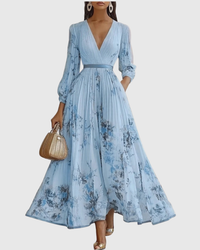 Leona | Stilvolles Maxikleid mit edlen Falten – Blau