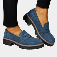 Sarah - Damen Orthopädische Ledermokassins mit Fußbett – Blau