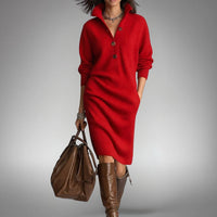 Tabea | Weiches Strickkleid mit femininer Note – Rot