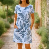 Anja™ | Elegantes Kleid aus Baumwolle und Leinen – Weiß
