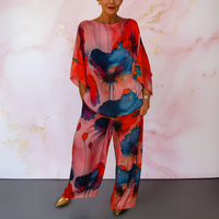 Mona™| Zweiteiliges Damen-Set aus Satin – Rosa-Rot