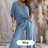 Women’s Casual Loose Solid Color Suit – Blau