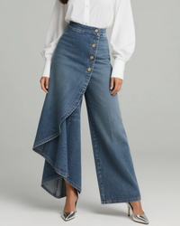 Mevaya - Softtouch-Jeans mit Wickelfront – Hellblau