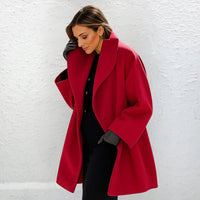 Anja™ | Eleganter langer Wollmantel – Rot