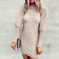 Regala | Vintage Strickpullover mit Rollkragen und Lanternärmeln – Beige