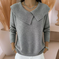 Jennifer™ | Strickpullover mit weichem Kragen – Grau