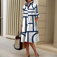 Helena™ | Elegantes Kleid mit geometrischem Muster – Blau