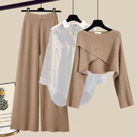 Franziska | Bequemes dreiteiliges Langarmset – Braun