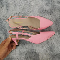 Heidi-Mode | Casual Sandalen Spitz Zehe Hohe Absätze – Helles Rosa