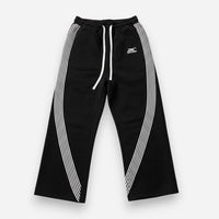 Baggy Jogginghose für Herren mit Streifen und ohne Bündchen am Bein – Schwarz