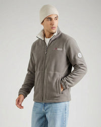 Fleecejacke für Herren mit Reißverschluss und Stehkragen – Khaki
