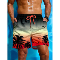 Badeshorts Mit Palmen Print Für Herren | Atmungsaktiv – Grau