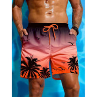 Badeshorts Mit Palmen Print Für Herren | Atmungsaktiv – Pfirsich