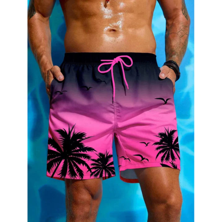 Badeshorts Mit Palmen Print Für Herren | Atmungsaktiv