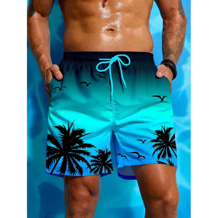 Badeshorts Mit Palmen Print Für Herren | Atmungsaktiv