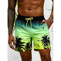 Badeshorts Mit Palmen Print Für Herren | Atmungsaktiv – Grün