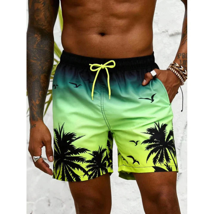 Badeshorts Mit Palmen Print Für Herren | Atmungsaktiv