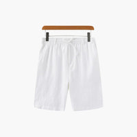 Herren Leinen Shorts mit Kordelzug und Seitentaschen – Weiß