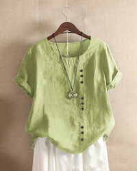Damen Sommer Blusenshirt | Kurzarm Design mit Knopfleiste – Mintgrün