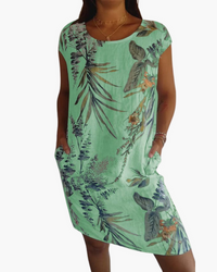 Damen T-Shirt Kleid | Lockeres Sommerkleid mit Print – Grün